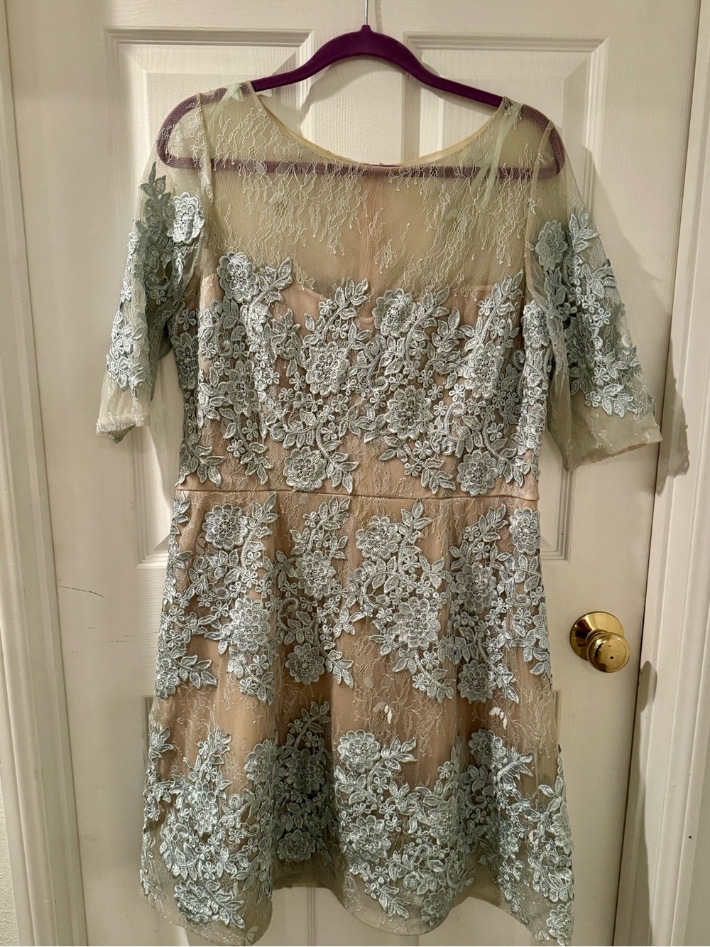 Embroidered Floral Mini Dress in Light Blue